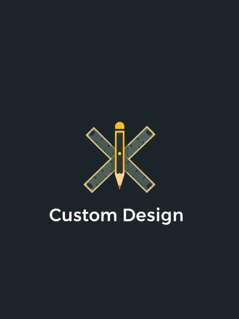 A minimalist icon representing custom design, such as a pencil and ruler, set against a clean background, symbolizing tailored solutions for North Bridge Web Design clients.