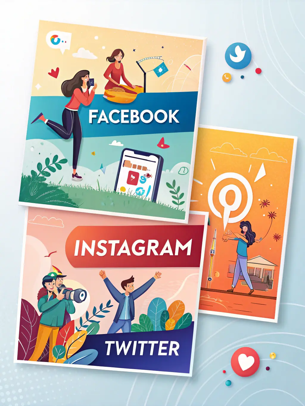 A visually appealing graphic representing various social media posts and content, including engaging visuals and compelling captions, used to showcase the social media content packages offered by North Bridge Web Design.