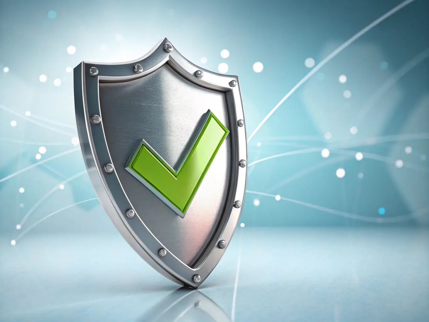 A stylized shield icon with a checkmark overlay, set against a light gray background, representing compliance and trustworthiness for a web design agency section.