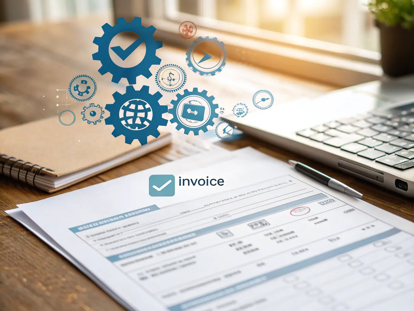 An invoice with clear payment milestones highlighted, next to a calendar showing a project timeline with key dates marked.
